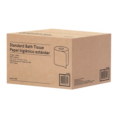 Baseline™ Recycled Toilet Paper, 2-ply, White, 500 Sheets/Roll, 96 Rolls/Case (BL55236)