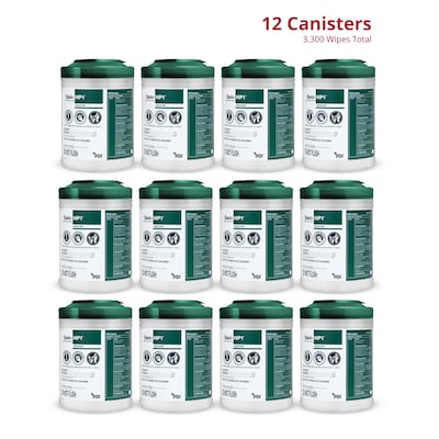 PDI Sani-HP1 Disinfecting Wipes, 275 Wipes/Canister, 12/Carton (P62572)
