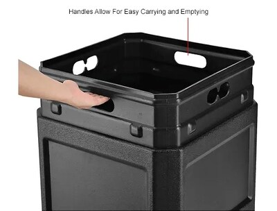Global Industrial Square Plastic Waste Receptacle w/ Dome Lid, 42 Gallon, Black (641414BK)