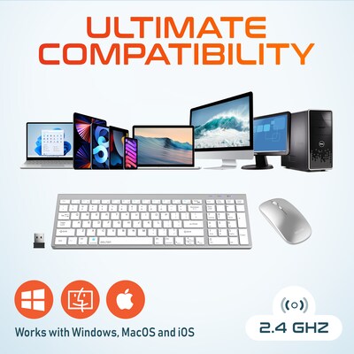 Delton N36 Wireless Keyboard and Optical Mouse Combo, White (DKMN36-WW)