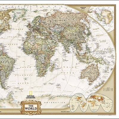National Geographic World Executive Map, Laminated, 46" x 30.5" (NGMRE00622087)