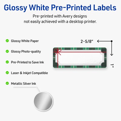 Avery Rectangle Multipurpose Labels, 1 x 2-5/8, White, 160/Pack (19479370404)