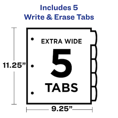 Avery Write & Erase Pocket Plastic Dividers, 5 Tabs, Multicolor (16176)
