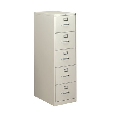 HON 310 Series 5-Drawer Vertical File Cabinet, Legal Size, Lockable, 60H x 18.25W x 26.5D, Light Gray (H315CPQ)