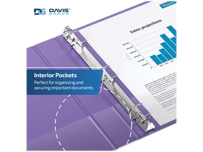 Davis Group Premium Economy 3" 3-Ring Non-View Binders, D-Ring, Purple, 6/Pack (2305-69-06)