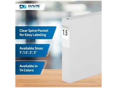 Davis Group Premium Economy 1 1/2" 3-Ring Non-View Binders, White, 6/Pack (2312-00-06)