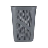 Mind Reader Perforated Plastic Hamper with Lid, Gray, 2/Set (2HBIN60-GRY)