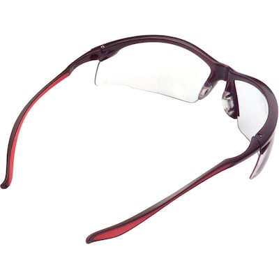 Global Industrial Sport Half Frame Safety Glasses, Anti-Fog, Clear Lens, Red Frame (708402CLA)