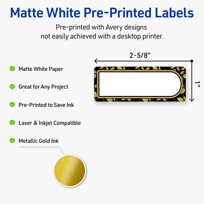 Avery Rectangle Laser/Inkjet Multipurpose Labels, 1 x 2-5/8, White, 160/Pack (19479370833)