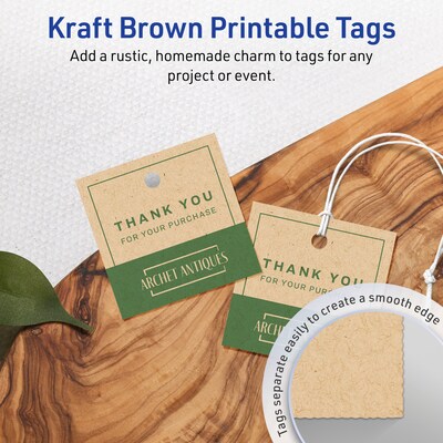 Avery 1-1/2 x 1-1/2  Blank Price & Merchandise Tags, Kraft Brown, 500/Carton (95287-KMT25)