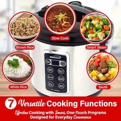 Brentwood 4 Quart Slow Cooker, Stainless Steel/Black (RC-5116DS)