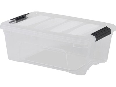 Iris Stack & Pull Stackable Plastic Storage Box, 12 Qt., Clear, 6/Pack (100300)