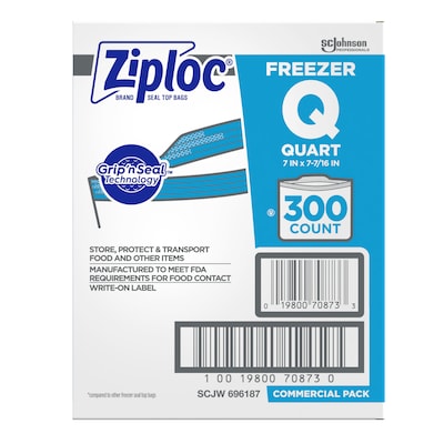 Ziploc Seal Top Freezer Bag, Quart, 54-count, 4-pack