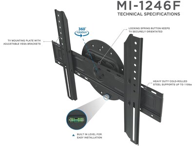 Mount-It! Full 360-Degree Rotation TV Mount, 110 lbs. Max. (MI-1246F)
