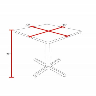 Regency Cain 36" Square X-Base Breakroom Table, Medium, Neo Walnut Top/Grey Legs (TB3636NWGY)