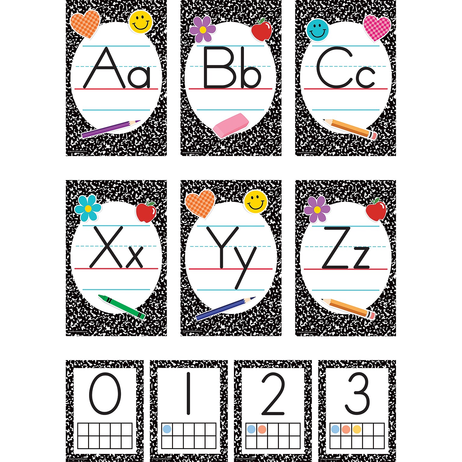 Teacher Created Resources Cool for School Composition Alphabet Bulletin Board Set, 37/Set (TCR9306)