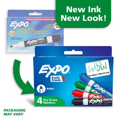 Expo Dry Erase Markers, Bullet Point, Assorted Colors, 4/Pack (82074)
