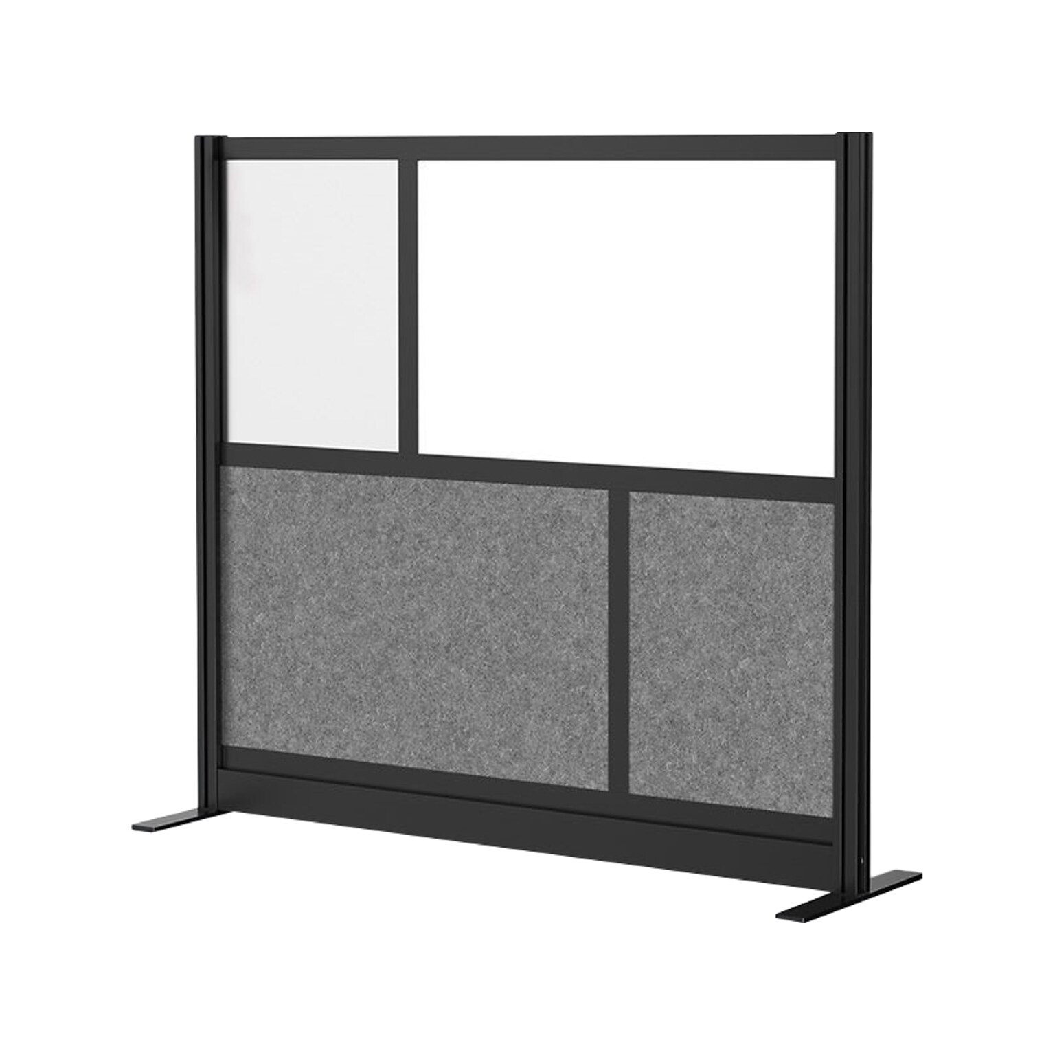 Luxor Workflow Series 4-Panel Freestanding Modular Room Divider System Starter Wall with Whiteboard, 48H x 53W, Black/Gray