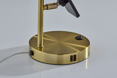 Adesso Wyatt Supercharger Incandescent Desk Lamp, 22"H, Antique Brass/Off-White (2610-21)