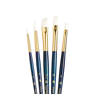 Princeton RealValue Short Handle Mixed Media Natural Taklon Variety Brush Set, 5/Set, 2 Sets/Bundle (PBXPR9136-2)