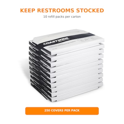 Coastwide Professional Toilet Seat Covers, 250/Pack, 10 Packs/Carton