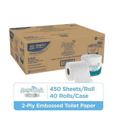Angel Soft Professional Series Recycled Toilet Paper, 2-Ply, White, 450 Sheets/Roll, 40 Rolls/Case (16840)