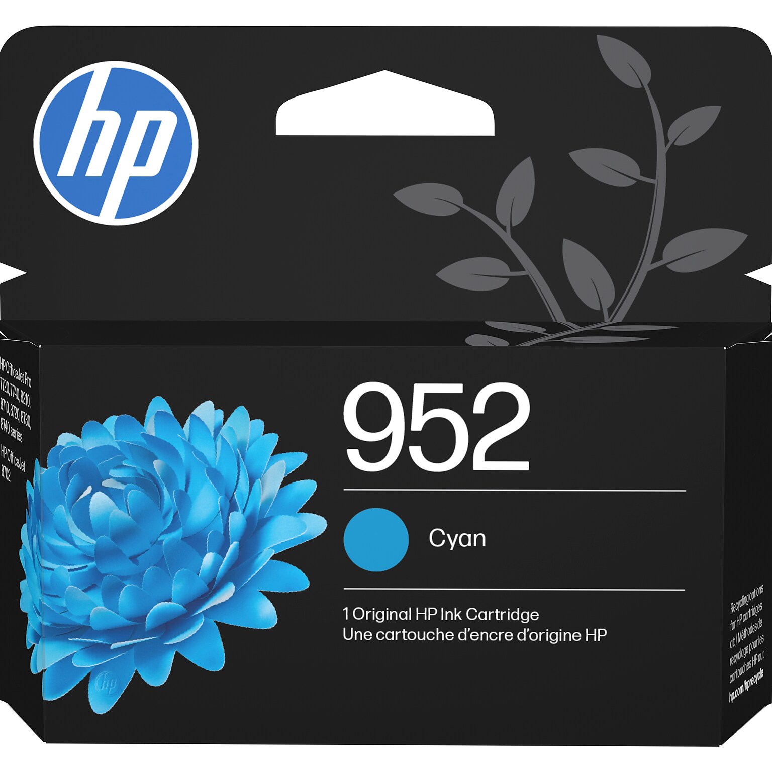 HP 952 Cyan Standard Ink Cartridge, Works with OfficeJet 8702, Pro 7720, 7740, 8210, 8710, 8720, 8730, 8740 Series (L0S49AN)