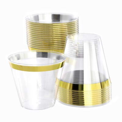 Elama Plastic Dinnerware Set, White/Gold, 150 Pieces/Set (935124340M)