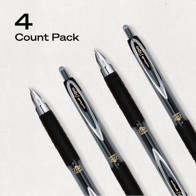 uniball 207 RT Retractable Gel Pens, Micro Point, 0.5mm, Black Ink, 4/Pack (61270)