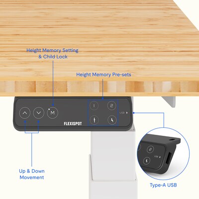 FlexiSpot E7 Commercial 72''W Electric Adjustable Standing Desk, Bamboo/White (E7WCOM7230-LBZB)