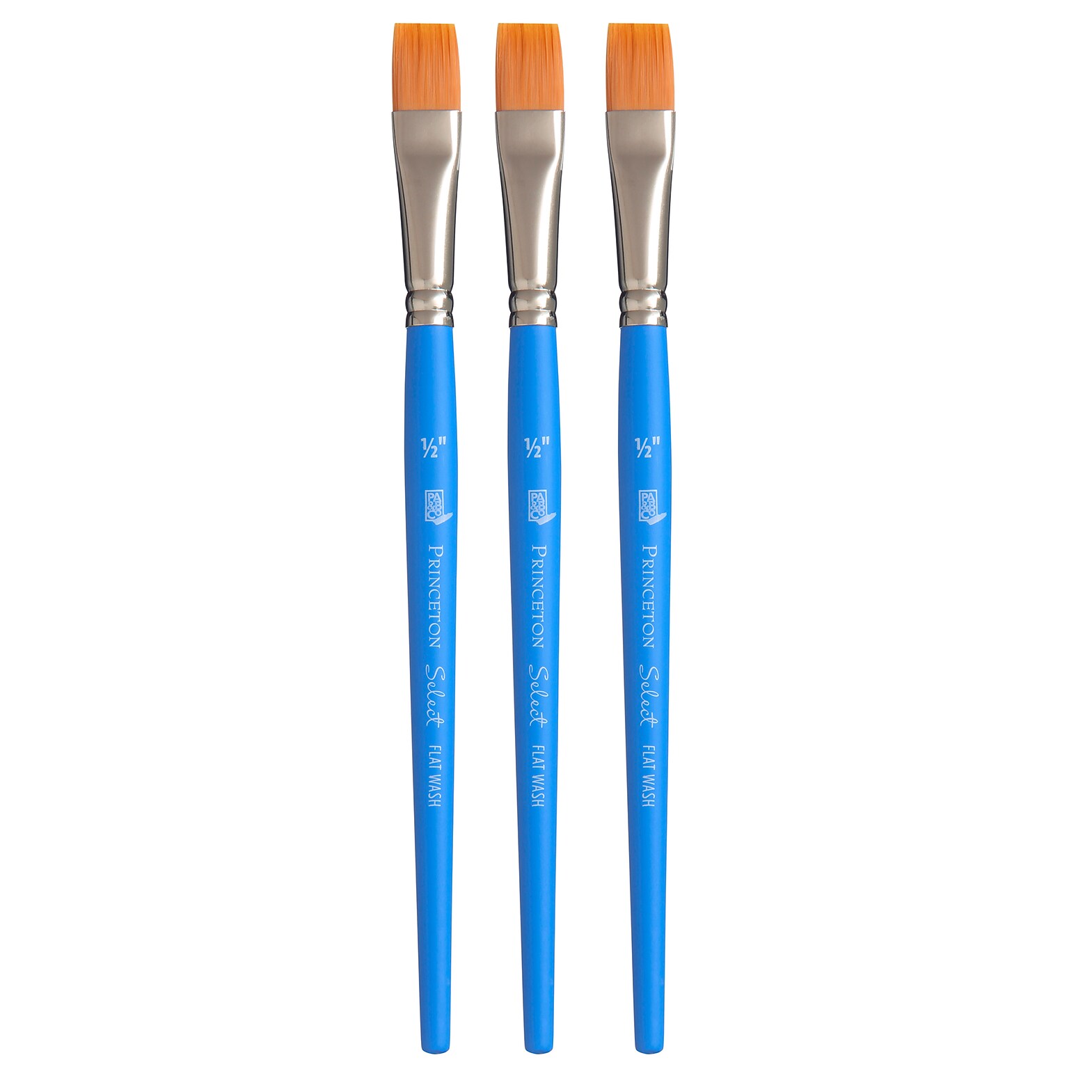 Princeton Select Artiste Mixed Media Synthetic Flat Wash Brush, 3/Pack (PBXP3750FW050-3)