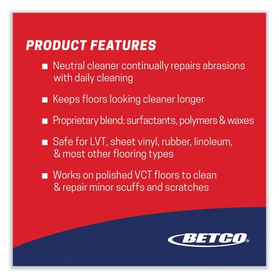 Betco Reinforce Floor Cleaner and Protectant, Lemon Scent, 1 Gal. Bottle, 4/Carton (BET16830400)