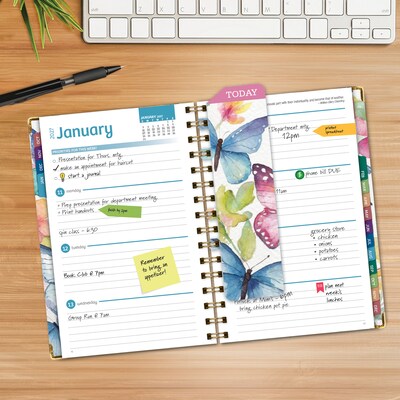 2027 Excello Brands 5.5 x 8 Weekly & Monthly Planner, Paperboard Cover, Water Color Butterflies (ORY27-FSH58-33)