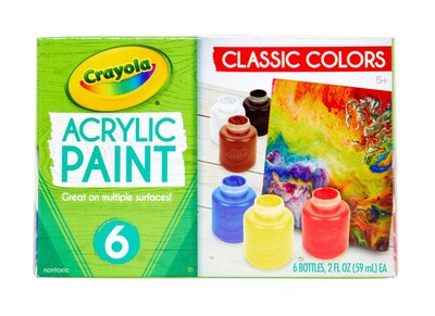Crayola Acrylic Paint Set, Assorted Colors, 2 oz., 6/Box (20-1997)
