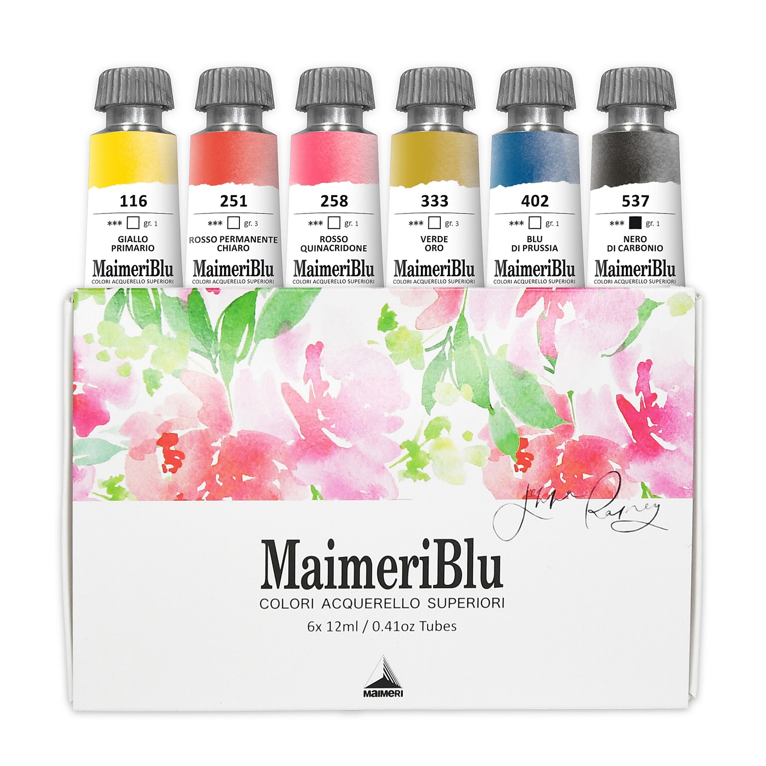 MaimeriBlu Watercolor Paint, Assorted Colors, 12ml, 6/Set (MAIM1698060)