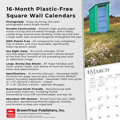 2025 BrownTrout Outhouses 12" x 12" Monthly Wall Calendar (9781975477493)