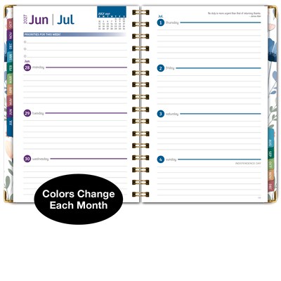 2027 Excello Brands 6" x 8" Weekly & Monthly Standard Planner, Paperboard Cover, Colorful Botanicals (FSHN-CY27-58-30)