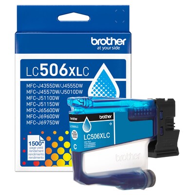 Brother LC506XL Cyan High Yield Ink Cartridge, Prints Up to 1,500 Pages (LC506XLCS)