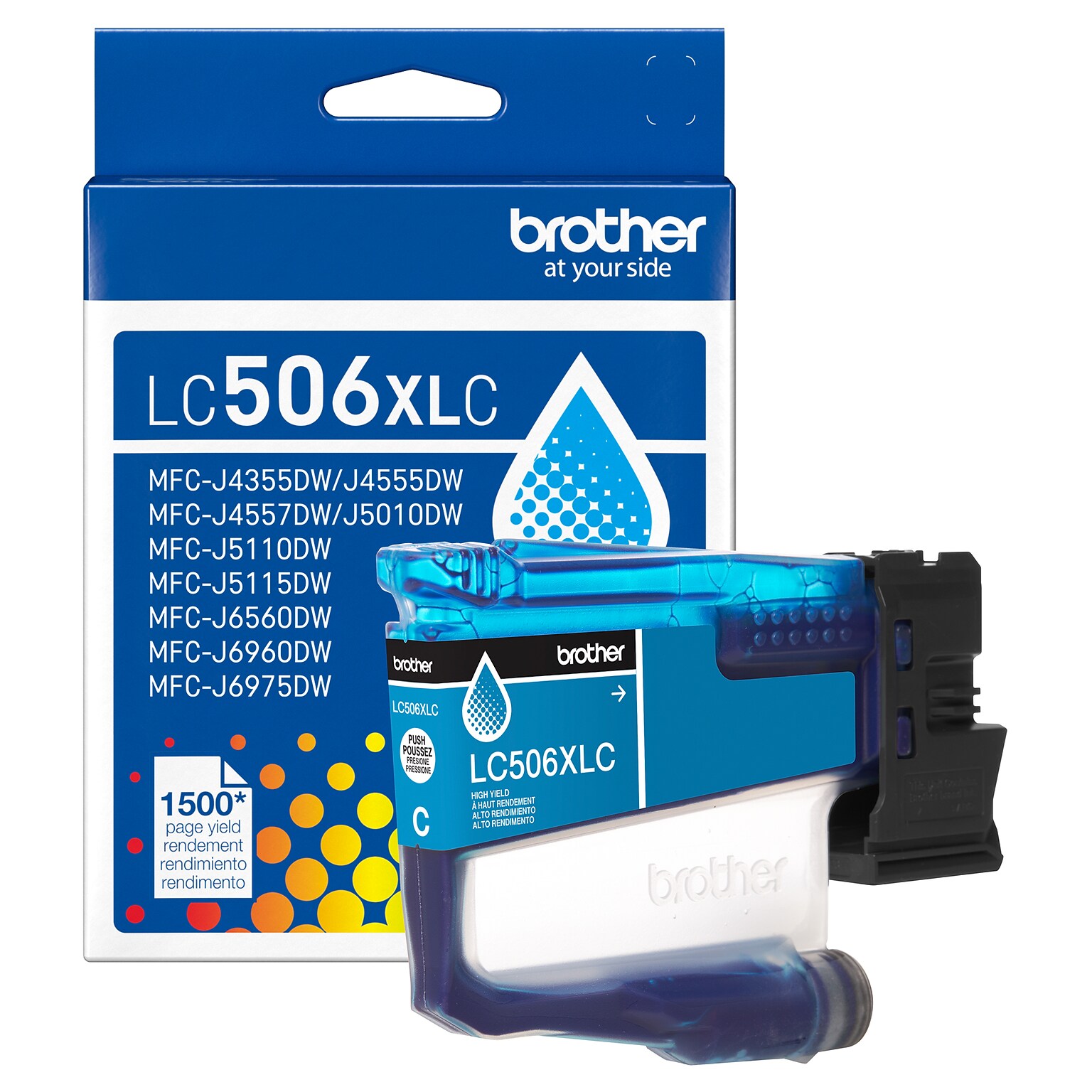 Brother LC506XL Cyan High Yield Ink Cartridge, Prints Up to 1,500 Pages (LC506XLCS)