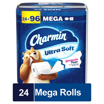 Charmin Ultra Soft Mega Toilet Paper, 220 Sheets/Roll, 24 Rolls/Pack (88000)