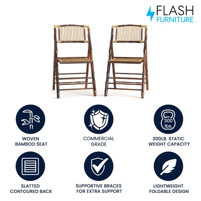 Flash Furniture Bamboo Folding Chairs, Brown, Set of 2 (2X62111BAM)