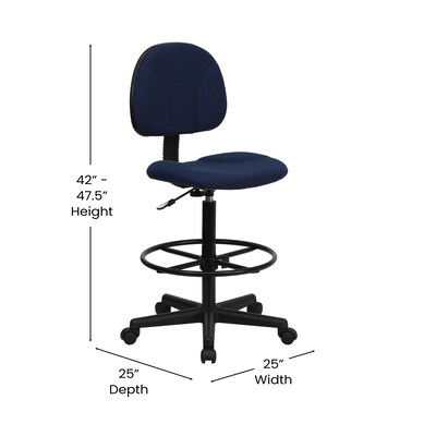 Flash Furniture Mid Back Fabric Ergonomic Drafting Stool, Navy Blue (BT659NVY)