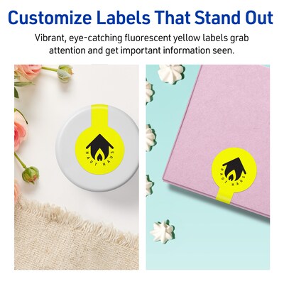 Avery Lollipop Laser/Inkjet Multipurpose Labels, 1.5" x 4", Neon Yellow (160/Pack)
