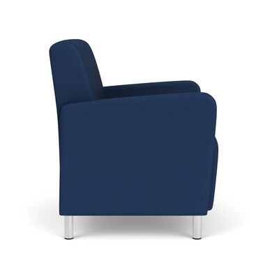 Lesro Ravenna Vinyl Guest Chair, Patriot Plus Imperial Blue/Brushed Steel (RV1201.FBS-01PPIB)