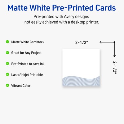 Avery Colorful Design Matte Blank Card, White, 90/Pack (S00-EV5)