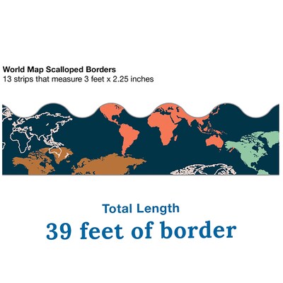 Carson Dellosa Education Scalloped Border, 3"x 3', Let's Explore World Map, 6/Bundle (CD-108481-6)