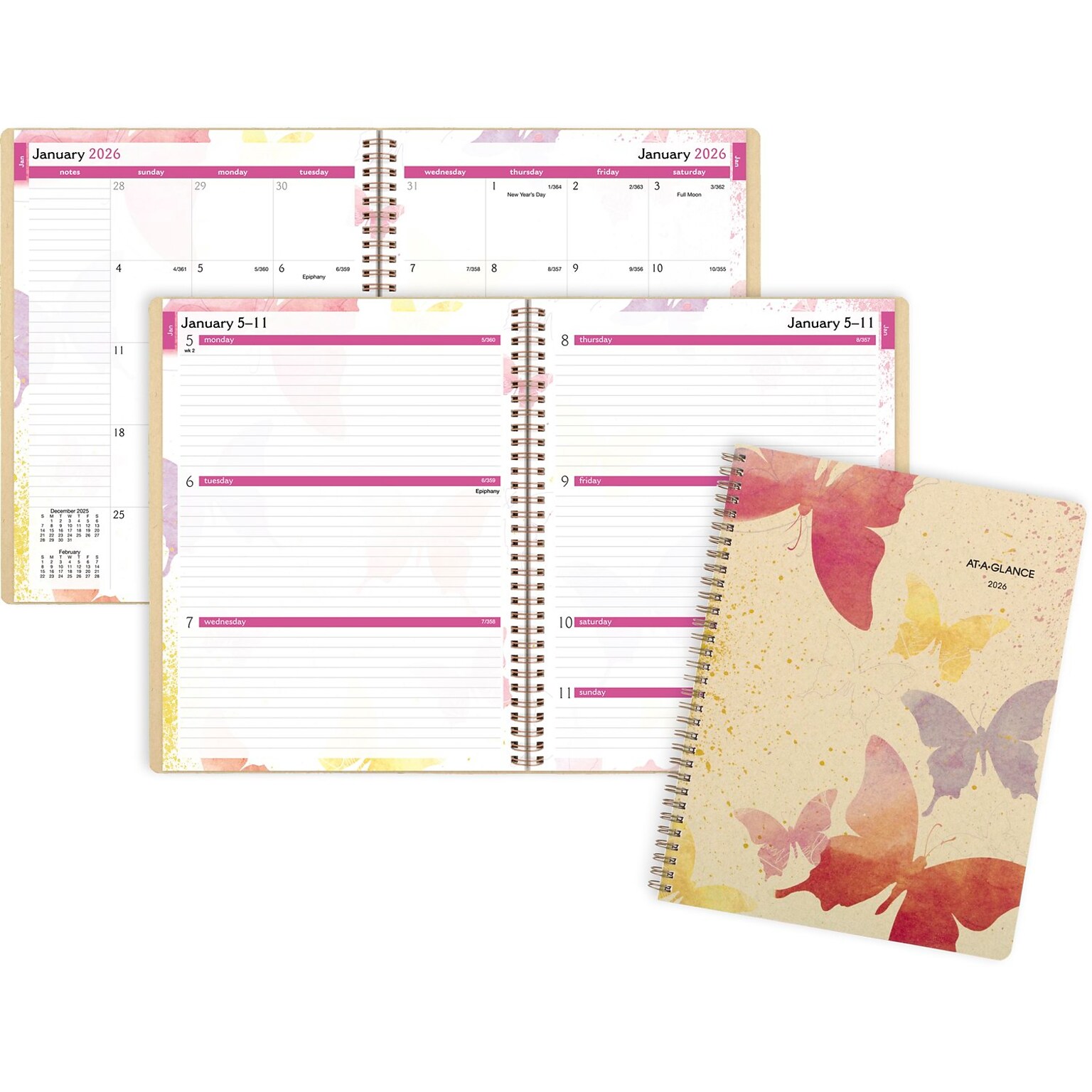 2026 AT-A-GLANCE Watercolors 8.5 x 11 Weekly & Monthly Planner, Paper Cover, Multicolor (791-905G-26)