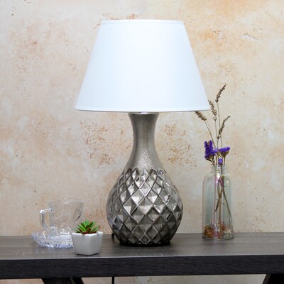 Elegant Designs Juliet Ceramic 20.47" LED Table Lamp, Metallic Silver (LT2041-MSV)