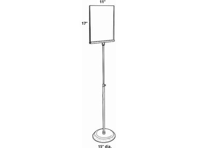 Azar Sign Holder, 11" x 17", Vertical, Freestanding, Clear/Silver Acrylic (300847)