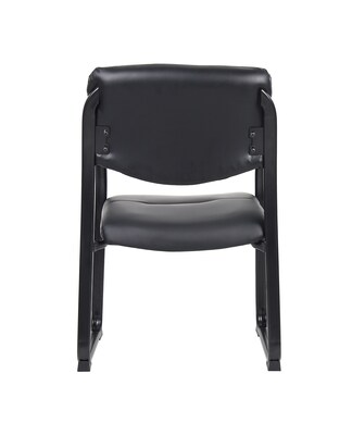 Boss Leather Sled Base Side Chair with Arms, Black (9519)